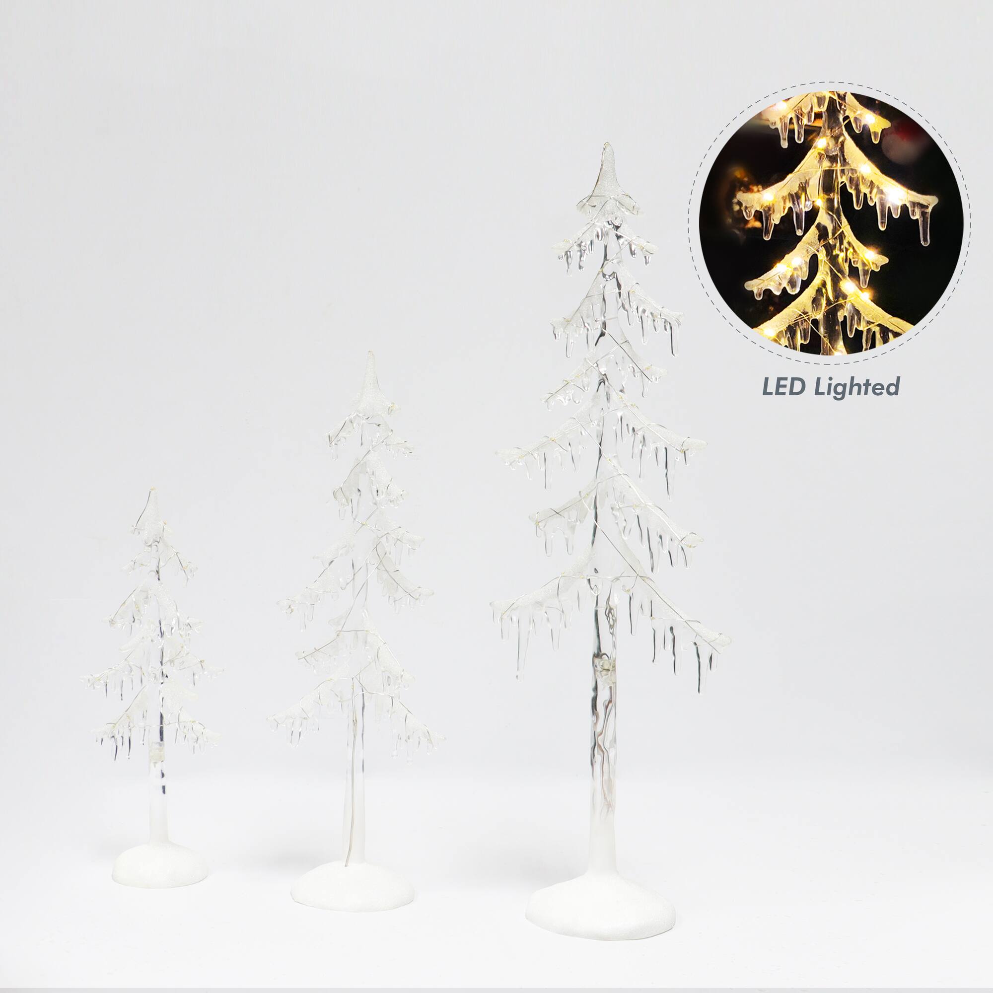 Moments in Time Acrylic Icicle Christmas Trees Set